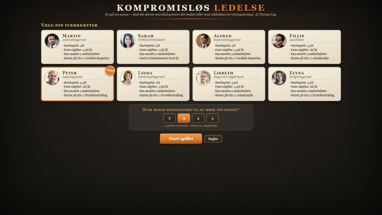 The first playable digital version with a plain cream start screen