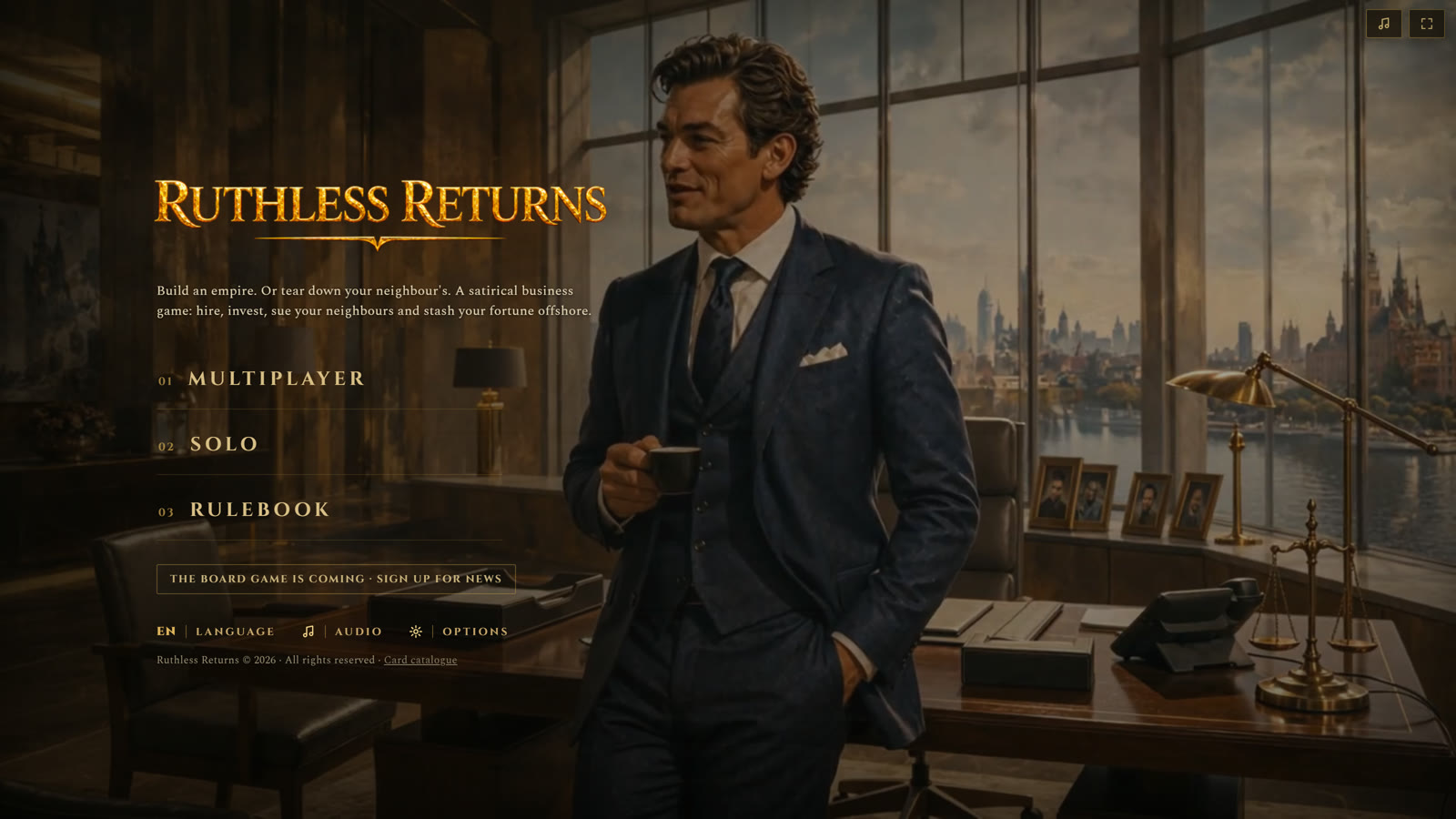 The main menu lobby of Ruthless Returns
